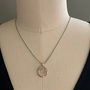 Sterling silver necklace 18 inches with swirl sterling silver pendant